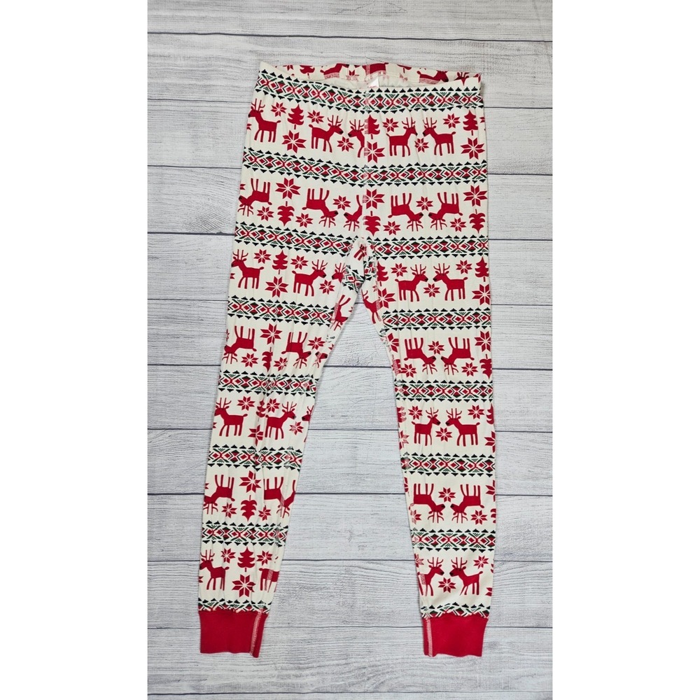 Hanna Andersson Leggings Girls XL White Red Organic Cotton Christmas Reindeer